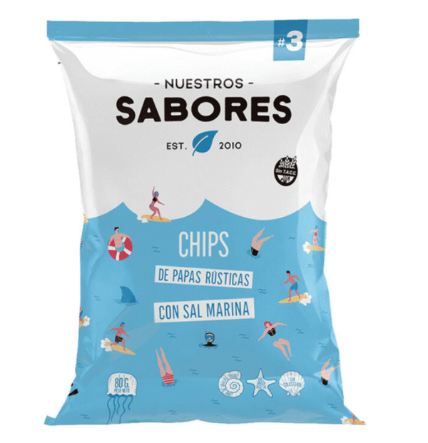Chips de Papas Rusticas con Sal Marina x 80g - Nuestros Sabores Chips de papas rusticas con sal marina x 80g - Nuestros Sabores