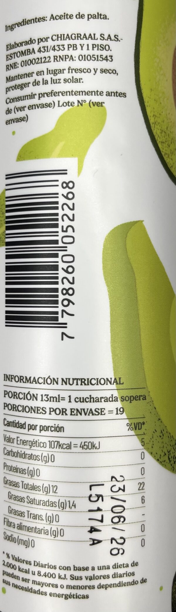 IMG_4029 Aceite de palta 100% puro x 250ml - Chia Graal