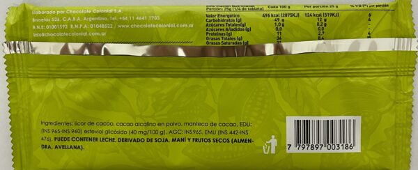 IMG_4035 Barra de chocolate con Stevia 70% cacao x 100gr - Chocolate Colonial