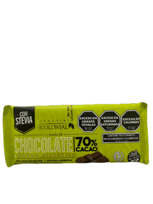 Barra de chocolate con Stevia 70% cacao x 100gr - Chocolate Colonial