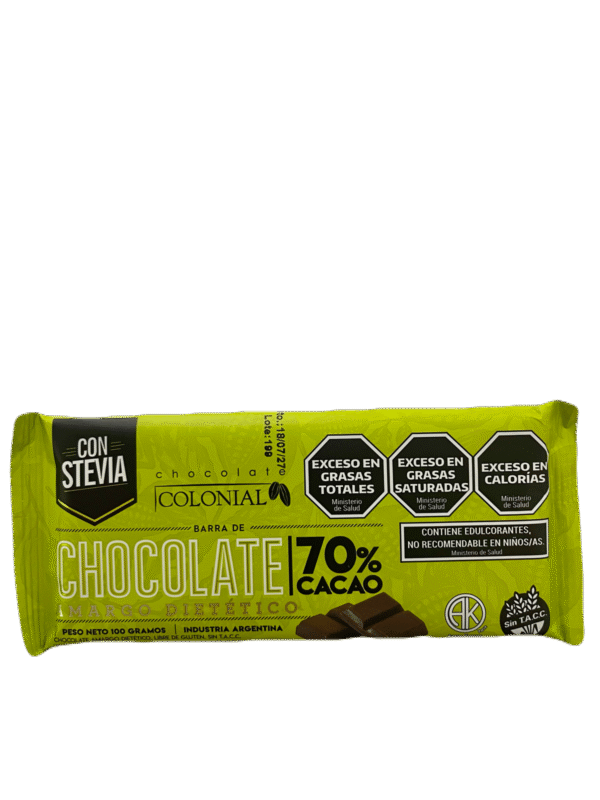 IMG_4036 Barra de chocolate con Stevia 70% cacao x 100gr - Chocolate Colonial