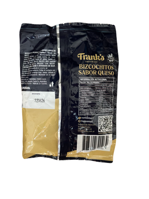 Bizcochitos sabor queso SIN TACC x 100g - Frank's