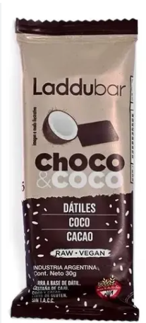 Barra a base de dátiles, castañas de cajú, coco y cacao x 30g - Laddubar